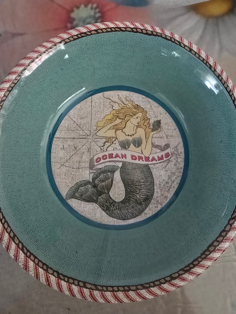 Ocean Dreams Mermaid Shell Bowl - Teal 6 Pc